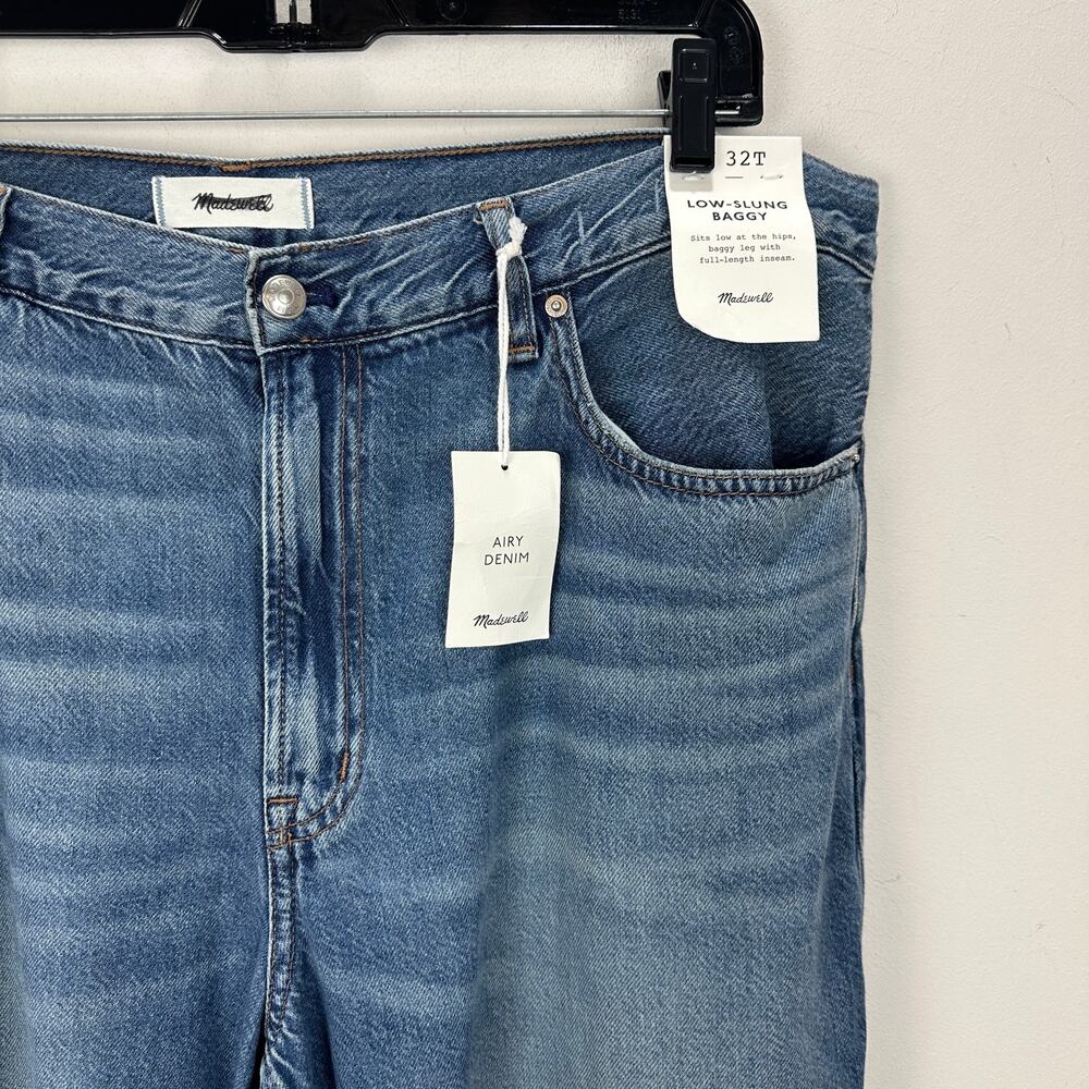 Madewell Tall Low Slung Baggy Jeans Airy Denim Pickett Wash Blue US 32T NWT - Picture 9 of 15